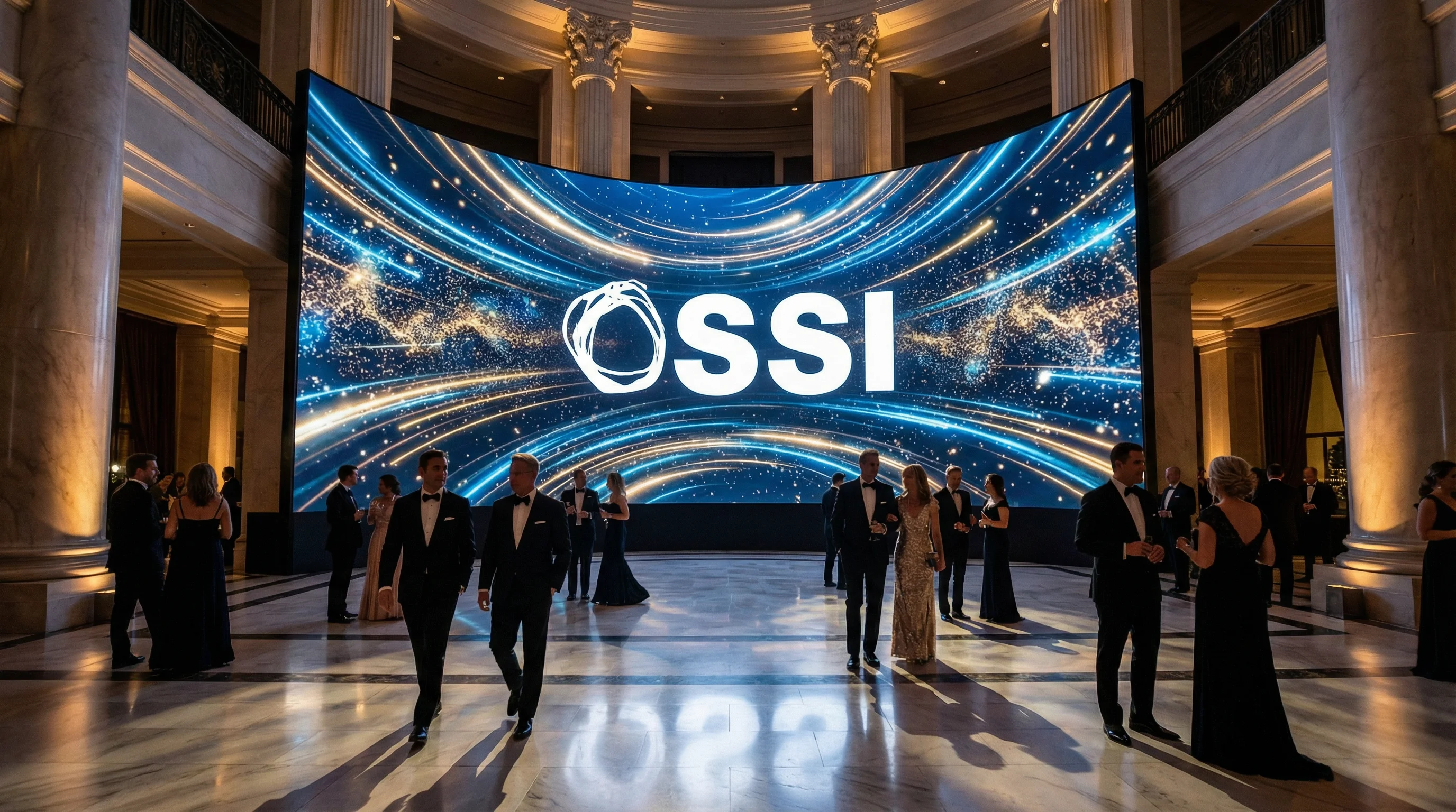 Immersive LED wall and architectural projection mapping in grand venue lobby